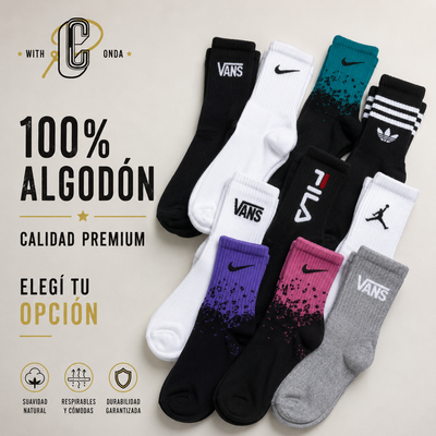Docena de medias 3/4 bordadas premium