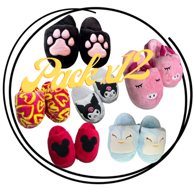 Pack x12 pantuflones animados premium personajes surtidos
