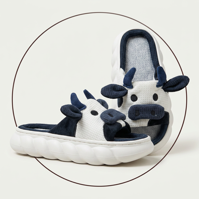 Pantufla animada vaca unisex base soft abierta 40/45