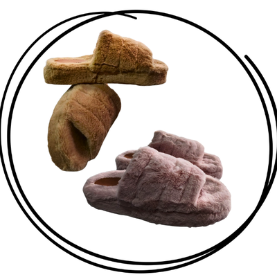 Pantuflon simil piel de conejo punta abierta 35/40