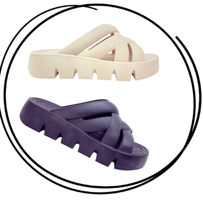Sandalias Inyectadas Cruzadas 35-40 en PVC Durables y Modernas