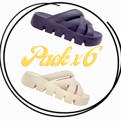 pack x6 Sandalias Inyectadas Cruzadas PREMIUM 35-40 en PVC Durables y Modernas