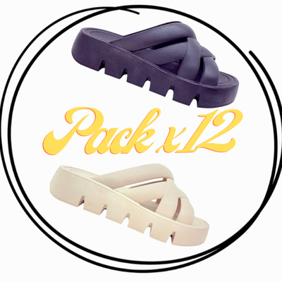 pack x12 Sandalias Inyectadas Cruzadas PREMIUM 35-40 en PVC Durables y Modernas