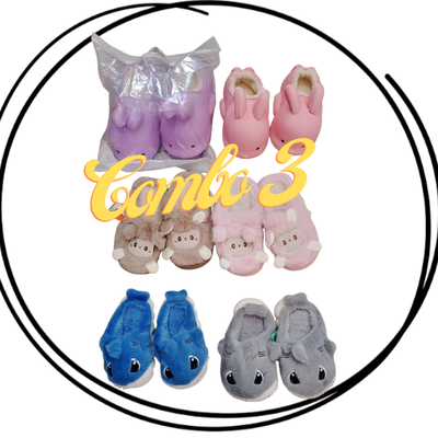 Combo emprendedor promo niños pantuflas importadas x6 pares surtidos