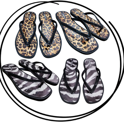 Pack x6 o x12 Ojota punta cuadrada base animal print PREMIUM 35-40 TENDENCIA 2026