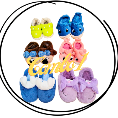 Combo emprendedor promo niños pantuflas importadas x6 pares surtidos