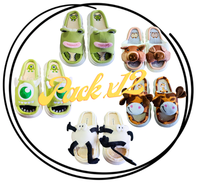 Pack x12 Pantufla dama importada modelos surtidos base soft animada