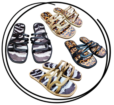 Pack x6 o x12 Ojota sandalia con diseño base animal print PREMIUM 35-40 TENDENCIA 2026