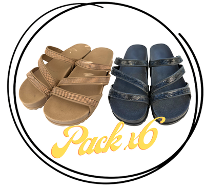 Pack x6 Sandalia con diseño tiras brillos PREMIUM 35-40 TENDENCIA 2026