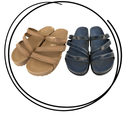 Pack x6 o x12 Sandalia con diseño tiras brillos PREMIUM 35-40 TENDENCIA 2026