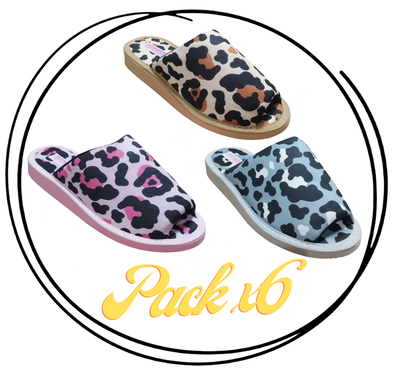 Pack x6 Pantufla dama verano jersey print SV punta abierta 35/40