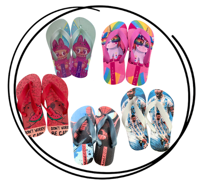 Pack x6 o x12 Ojota slim niños estampadas 25/34