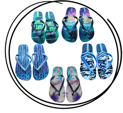 Pack x6 o x12 Ojota tiras estampadas hombre Maia 39/44