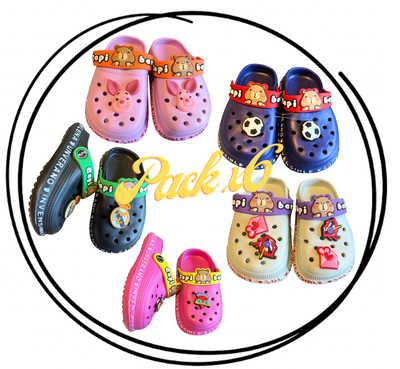 Pack x6 Zueco importado pines personajes bebés 18/23