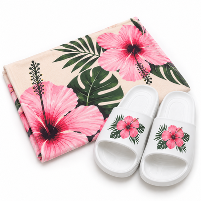 ☀️ Set Playero Toallón + Gomón Plataforma EVA Anatómico Hibiscus