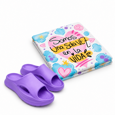 ☀️ Set Playero Toallón + Gomón Plataforma EVA Anatómico violeta 