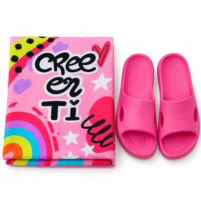 ☀️ Set Playero Toallón + Gomón Plataforma EVA Anatómico fucsia