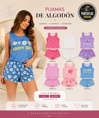 🌸 Pijama Juvenil – Musculosa y Short 