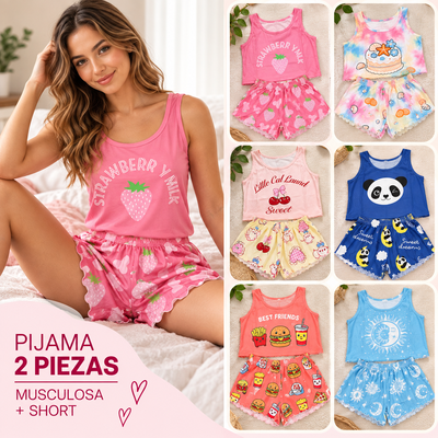 🌸 Pijama Juvenil – Musculosa y Short 