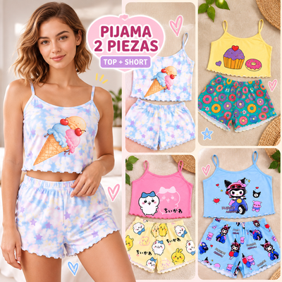 🌸 Pijama de Verano Estampado – Top y Short
