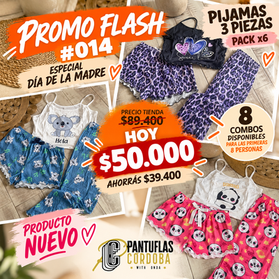PROMO #014  x6 Pijama de Verano Estampado 3 piezas 