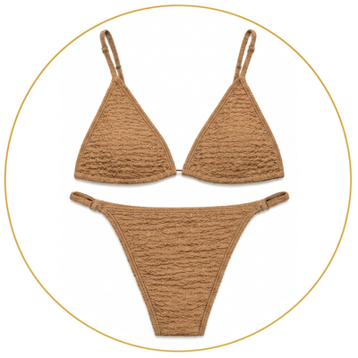Bikini Triángulo marrón clarito Texturada less Regulable-Premium