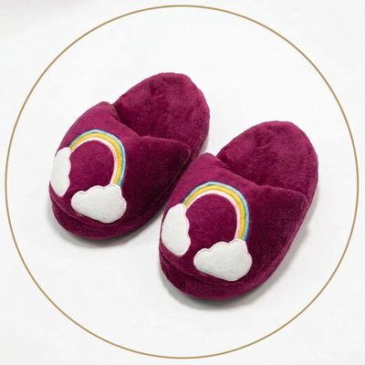 Pantuflon animado premium ARCOIRIS BORDO