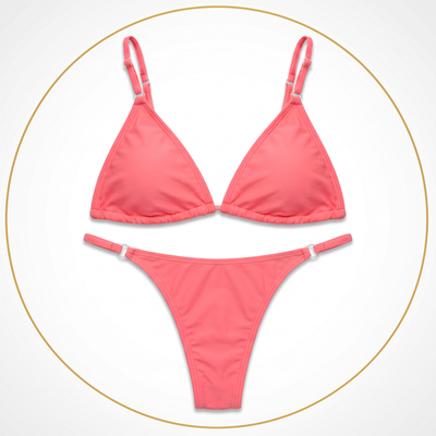 Bikini Triángulo coral microfibra con LYCRA less Regulable-Premium