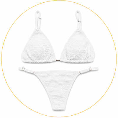 Bikini Triángulo blanco Texturada less Regulable-Premium