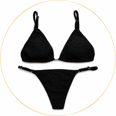 Bikini Triángulo negra Texturada less Regulable-Premium