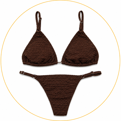 Bikini Triángulo chocolate Texturada less Regulable-Premium