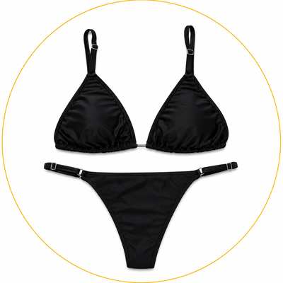 Bikini Triángulo negra microfibra con LYCRA less Regulable-Premium