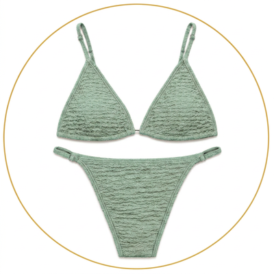 Bikini Triángulo verde pastel Texturada less Regulable-Premium