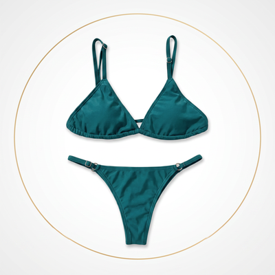 Bikini Triángulo esmeralda microfibra con LYCRA less Regulable-Premium