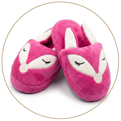 Pantuflon animado premium Zorrito fucsia