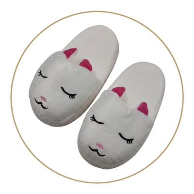 Pantuflon animado premium GATITO DORMIDO BLANCO
