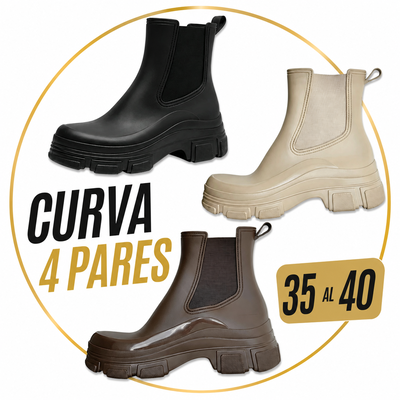 PROMO Curva 4 pares Botas plataforma goma premium clásicas corta