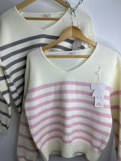 Sweaters rayado escote V