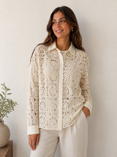 Camisa calada broderi importado