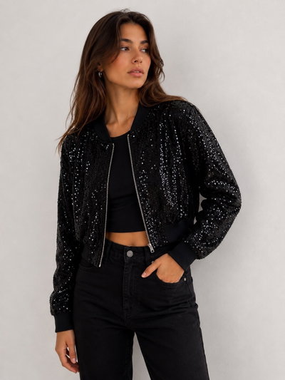 Campera bomber lentejuelas
