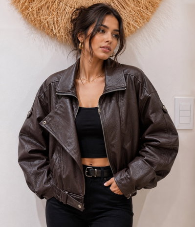 Campera cazadora de ecocuero