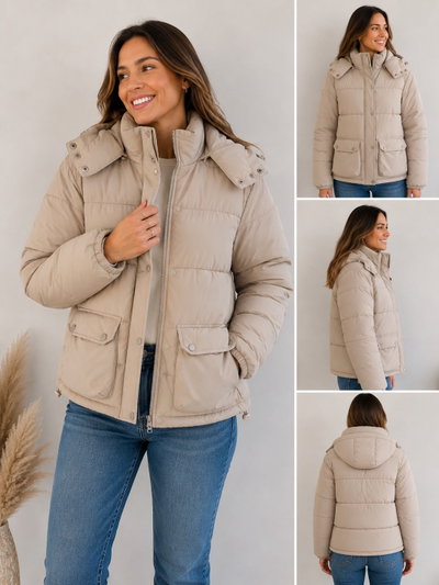 Campera puffer con interior de piel