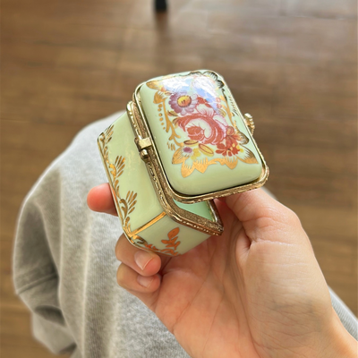 Alhajero floral de porcelana rectangular