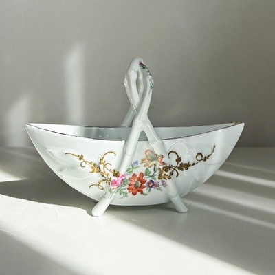 Frutera - centro de mesa canasta Limoge 1920