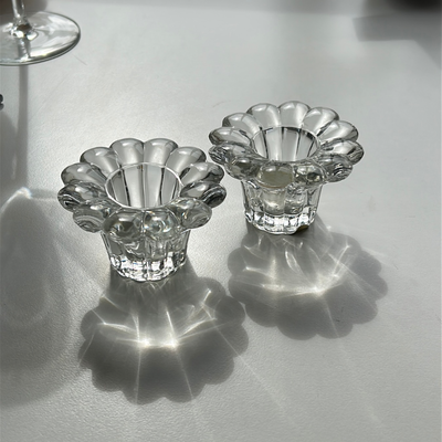 par de candelabros de cristal floral (precio por los dos)