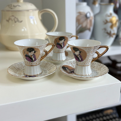 juegos de café de porcelana japonesa con dibujo geisha(precio individual)