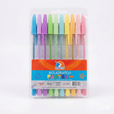 Biromes de colores pasteles Ezco x 10 u