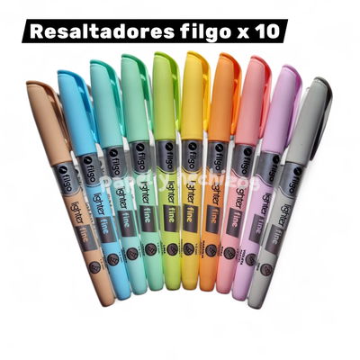 Pack x 10 Resaltadores Filgo (Pasteles & Retro)