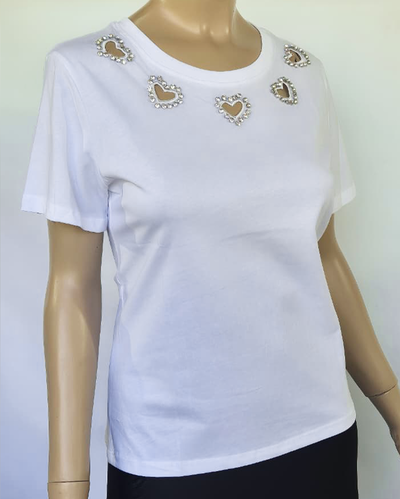 Top Algodón 020 Corazones Strass Calados