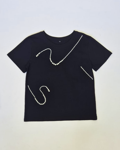 Top Algodón 013 Trazos Perlas